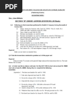 Section "B" (Short-Answer Questions) (30 Marks) : Government Boys Degree College (M) Gulistan-E-Johar, Karachi