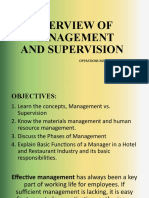 Overview of Management and Supervision