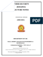 Cyber Security (R18A0521) Lecture Notes: Department of Cse