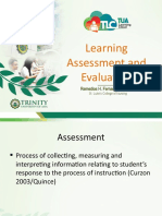 Learning Assessment and Evaluation: - Remedios H. Fernando, RN MAN