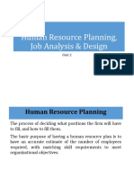 Human Resource Planning, Job Analysis & Design: Unit 2