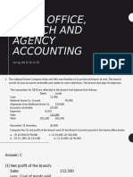 Home Office, Branch and Agency Accounting: Acctg 8d 8:30-9:30