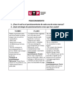 Posicionamiento 1. ¿Para Ti Cuál Es El Posicionamiento de Cada Una de Estas Marcas? 2. ¿Qué Estrategia de Posicionamiento Crees Que Han Usado?