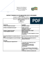 District Training On Cot Indicators For Ta Providers