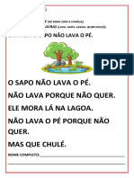 Atividade de Escrita O Sapo Não Lava O Pé