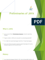 Preliminaries of JAVA