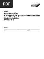 5° B - Leng - Evaluación - U2 - ESTUDIANTE