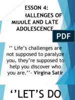 Lesson 4: The Challenges of Middle and Late Adolescence