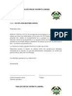 Carta de Terminacion de Contrato Laboral