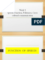 Speech Function, Politeness, Cross Cultural Communication