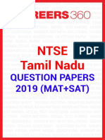 NTSE Tamil Nadu Question Papers 2019 MAT SAT