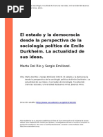 Marta Del Rio y Sergio Emiliozzi (2013) - El Estado y La Democracia Desde La Perspectiva de La Sociologia Politica de Emile Durkheim. La A (..)