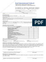 Stratford International School: Personal and Medical Initial History Sheet