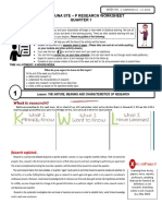 Sdo Laguna Ste - P Research Worksheet Quarter 1: Grade 8