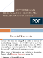 Financial Statements and Their Analysis - Service and Merchandising Business