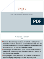 Unit 2: Critical Theory and Pedagogy