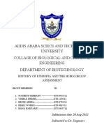 Addis Ababa Sciece and Technology University Collage of Biological and Chemical Engineering Department of Biotechnology