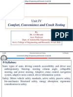 Comfort, Convenience and Crash Testing: Unit IV