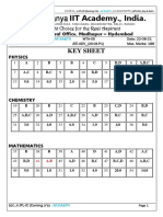 Sri Chaitanya IIT Academy., India.: KEY Sheet