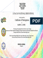 Certificate of Participation: Lusacan National High School