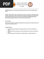 The Relationship Between Learning Style and Academic Performance of Grade 12 STEM Student at Usant