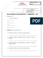 Prova Mensal - Matemática - 4º Bi