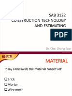 SAB 3122 Construction Technology and Estimating: Bricks