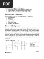 Objective:: Study of The Multistage (Cascaded) Amplifier