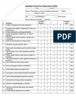 Peer Evaluation Form For Classroom Visits: Class Started On Time? # Attributes Strongly Disagree Strongly Agree