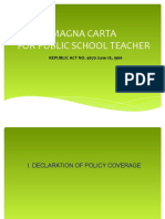 Magna Carta For Public School Teacher: REPUBLIC ACT NO. 4670 June 18, 1966