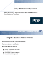 Obtain An Understanding of The Customer's Key Business Processes Define The Client's Organization Structure in SAP Based On Those Business Processes