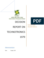 Decision Report On Technotronics 1979: Memorandum