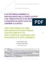 Las Teorías Sobre La Sociología de La Educación Y Su Impacto en Los Sistemas Y Políticas Educativas en América Latina