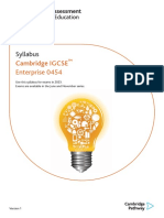 Syllabus: Cambridge IGCSE Enterprise 0454