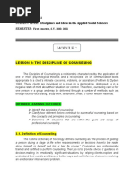 Disciplines and Ideas in The Applied Social Sciences: Lesson 2: The Discipline of Counseling