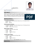 Curriculum Vitae Of: Arifur Rahman Bashundhara Riverview, Block B 2073/A Karaniganj Dhaka 1310