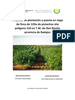 PROYECTO DE PLANTACION Y PUESTA EN RIEGO DE FINCA DE 12 Ha DE PISTACHOS SITA POLIGONO 210 EN T.M. DE DON BENITO PROVINCIA DE BADAJOZ