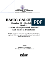 Basic Calculus: Quarter III - Module 1-d: Week 1 Limits of Polynomial, Rational and Radical Functions