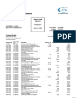 Current Account Statement: United Bank Limited