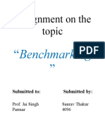 Assignment On The Topic: "Benchmarking "