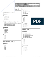 Short Test Answer Keys B Introduction, Test 1: Grammar Vocabulary