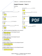 Simple Present - Test 1: A - Put in The Correct Verb Forms