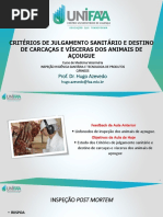 Critérios de Julgamento Sanitário E Destino de Carcaças E Vísceras Dos Animais de Açougue