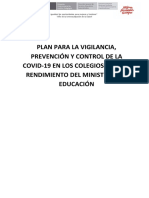 Plan para La Vigilancia, Prevención y Control de La Covid-19 en Los Colegios de Alto Rendimiento Del Ministerio de Educación