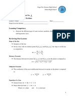 Pre-Calculus LAS 1 - Introduction To Conic Sections