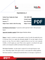 Experiment No. 3: The Fourier Transform - An Audio Signal Is Comprised of Several Single-Frequency Sound