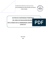 Matriz de Contenidos de Educacion Religiosa Emergencia Covid 19 Oficial