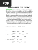 Divisions of Zodiac