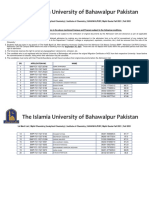 1st Merit List Mphil Chemistry Analytical Chemistry Institute of Chemistry BAHAWALPUR Mphil Quota Fall 2021 Fall 2021