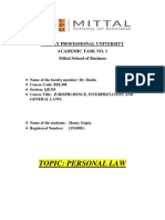 Topic: Personal Law: Lovely Professional University Academic Task No. 1 Mittal School of Business